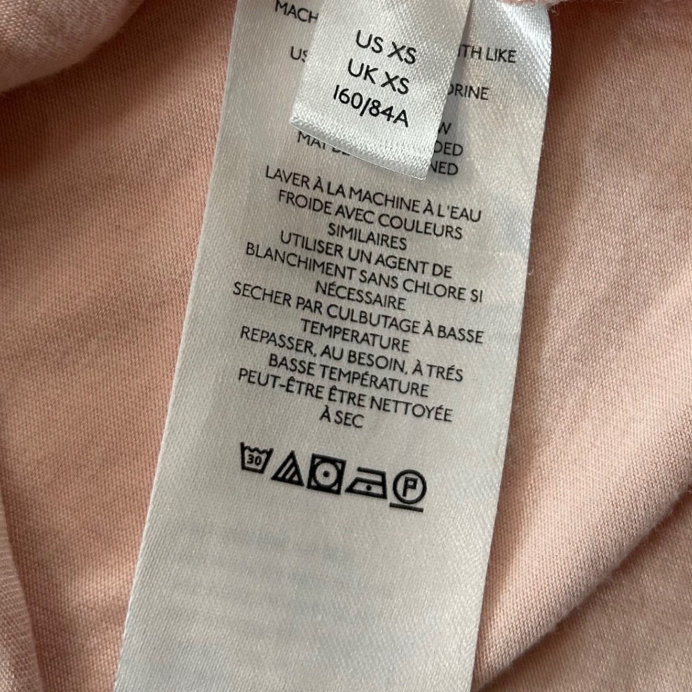 We The Free Free People Womens XS Peach Pink Deep V Neck Long Sleeve Seam Top - Picture 7 of 9